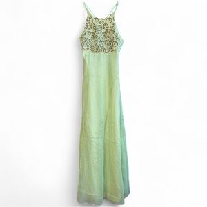 Vintage Morgan and Co Maxi Dress Prom Gown Green Tinker Bell Fairy 90’s Y2K